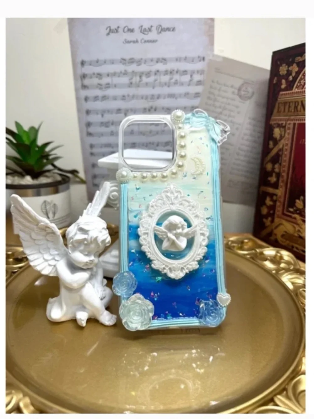 iPhone 13promax Baroque butterfly or angel or mirror Phone Case,Handmade case